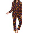 thumbnail image 3 of Halloween Pajamas Pumpkin Witch Hat Candy 2 Pieces Loose Pajama Sets Women Long-Sleeve Cute Oversized Nightwear, 3 of 7