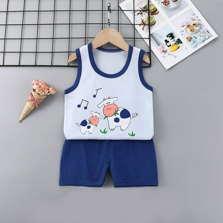 

Giligiliso Clearance Woman Tank Tops Toddler Kids Baby Boys Girls Fashion Cute Sleeveless Vest Shorts Cartoon Print Casual Suit
