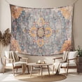 thumbnail image 2 of Vintage Blue Large Tapestry for Bedroom Wall Hanging Tapestry, Ethnic Middle Century Geometric Abstract Ceiling Backdrop Tapestries Poster Blanket Wall Decor for Teens Room Living Room Dorm 85" x 90", 2 of 8