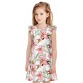 thumbnail image 1 of Balery Lilies Flowers Camisón de princesa para niñas, pijama de algodón con mangas abullonadas, suave y bonito.-Large, 1 of 6