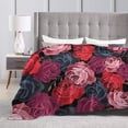 thumbnail image 3 of Red Rose Heart Throw Blanket, Fluffy Soft Cozy Blanket Flannel Plush Microfiber Couch Throw, 50"x40", 3 of 8