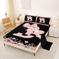 thumbnail image 2 of Erosebridal Bow Monogrammed B Girls Queen Sheet Sets, Pink Flower Bed Set, 4-Piece, 2 of 5