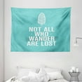 thumbnail image 1 of Adventure Tapestry, Not All Who Wander Are Lost Words of Wisdom Boho Chic Feather Grunge Look, Wall Hanging for Bedroom Living Room Dorm Decor, 80W X 60L Inches, Turquoise White, by Ambesonne, 1 of 2