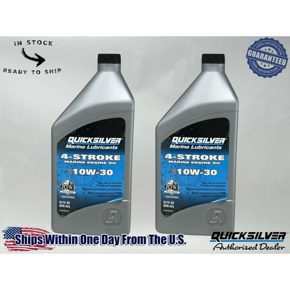 Quicksilver OEM 10W-30 Standard FCW Marine Oil Quarts 92-8M0078616 2 Pack