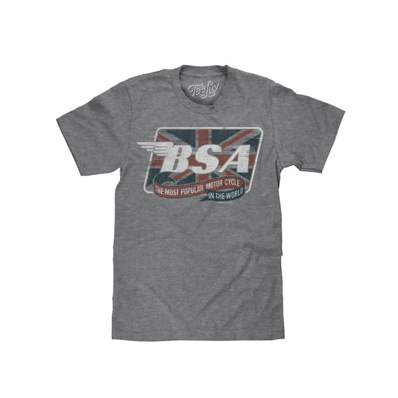 Tee Luv Men's BSA Motorcycles Union Jack Flag Logo Shirt (L)