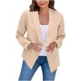 thumbnail image 2 of OKBOP Lightweight Open Front Jacket Cardigan Relaxed Fit Solid Open moto jacket women Winter Jacket Clearance Beige, 2 of 7