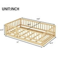 thumbnail image 3 of [Luckynote]Twin Size Floor Bed with Slats, Montessori Floor Bed with Fence & Door, Wooden Montessori Floor Bed, Oak, 3 of 9