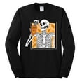 thumbnail image 2 of Wild Bobby Pumpkin Spice Latte Skeleton Orange Black and White Halloween Men Long Sleeve Shirt, Black, Large, 2 of 6