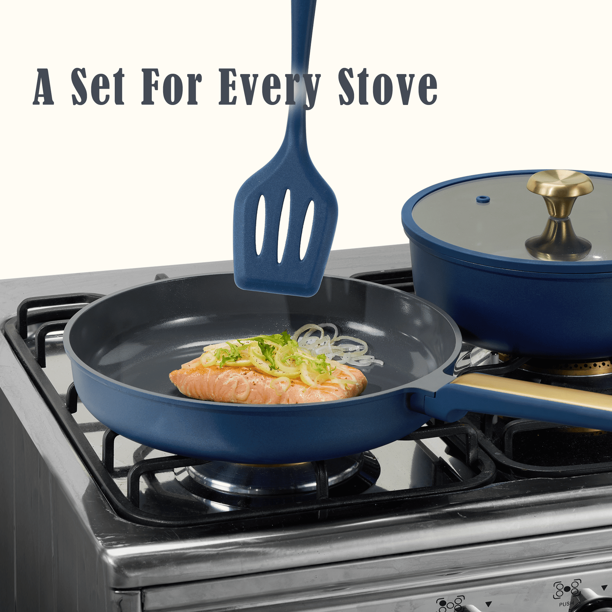 Carote Nonstick Frying Pan Set, 9.5" & 11" Skillets, Induction Compatible, Easy to Clean, Blue