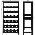 thumbnail image 6 of Wine Rack Freestanding Floor, 6 Tier Bamboo Wine Storage Shelves with Table Top, 24-Botttle Wine Rack Shelf for Kitchen Bar Dining Room Living Room, Rustic Brown and Black, 6 of 14