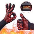thumbnail image 2 of AWZXDE High Temperature Proof Resistant Oven Gloves for Grilling BBQ, Thermal Safe Handling Microwave Cooking Gloves Pair F, 2 of 2