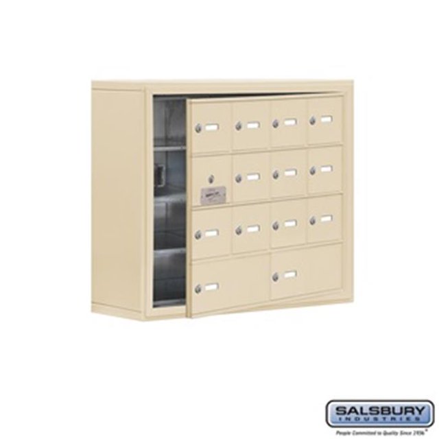 SalsburyIndustries 19148-14SSK Cell Phone Storage Locker With Front Access Panel - 4 Door High Unit, Sandstone