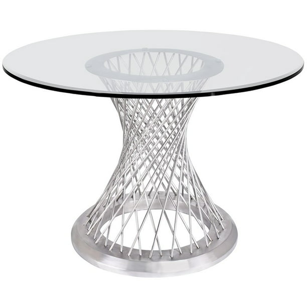 Hawthorne Collections 48 Round Glass, 48 Round Stainless Steel Table Top