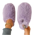 thumbnail image 5 of SAWOBUUN Womens Closed Toe Fuzzy Slippers Cozy Warm Fluffy Faux Fur House Slippers Winter Indoor Plush Scuff Slippers, 5 of 5