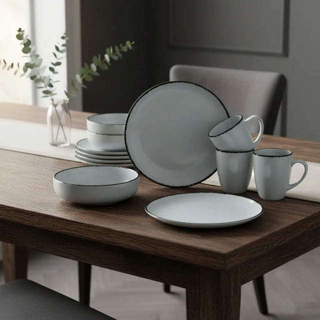 Red Velvet Vajilla Ceramica Moderna Elite de 16 Piezas para 4 Personas | Platos, Tazón y Tazas | Diseño Elegante | Apto para Microondas