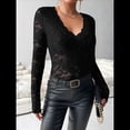 thumbnail image 4 of Blusas de Larga para Mujer, Elegantes, con Encaje de Crochet, Bordadas y Caladas, Moda 2025. Negro M, 4 of 7