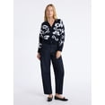 thumbnail image 2 of Free Assembly Women’s Floral Pattern V-Neck Cardigan Sweater, Midweight, Sizes XS-XXL, 2 of 5