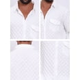 thumbnail image 7 of DARING DIVA Men's Plaid Textured Casual Long Sleeve Button Down Shirt M White, 7 of 7