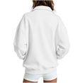 thumbnail image 5 of hoksml Women's Drop Shoulder Full Zip Hoodless Jacket, Stand Collar Casual Sweatshirt with Pockets, Loose Fit Long Sleeve Top, 5 of 8