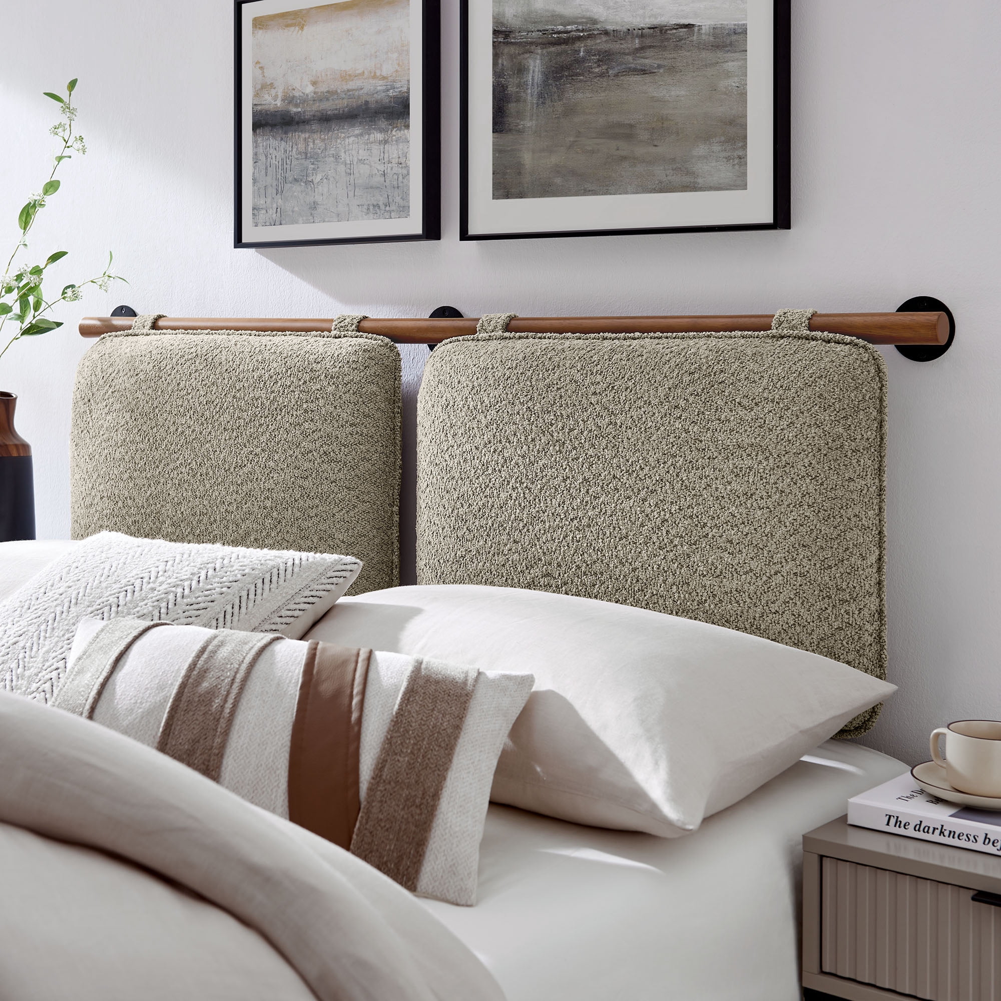 Anela Queen Headboard in Oatmeal Walnut