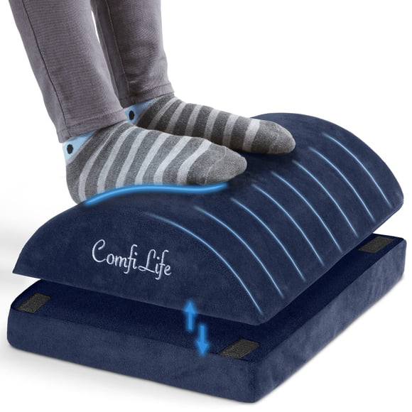 Reposapiés ComfiLife Ergonómico Ajustable con Espuma de Memoria en Color Marino