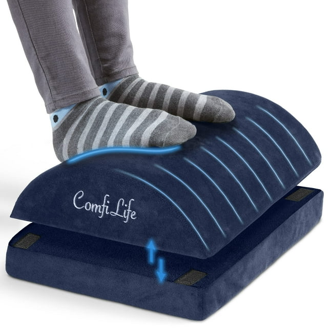 Reposapiés ComfiLife Ergonómico Ajustable con Espuma de Memoria en Color Marino