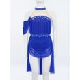 thumbnail image 2 of TiaoBug Kids Girls Figure Skating Lyrical Dance Dress Rhinestone Mesh Skirted Leotard Ballet Modern Ballroom Dancewear Royal Blue 8, 2 of 7