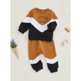 thumbnail image 3 of Suealasg Infant Baby Boy Clothes 6M 1T 2T 3T Toddler Boy Fall Winter Outfits Set Long Sleeve Contrast Color Sweatshirt + Pants Set, 3 of 7