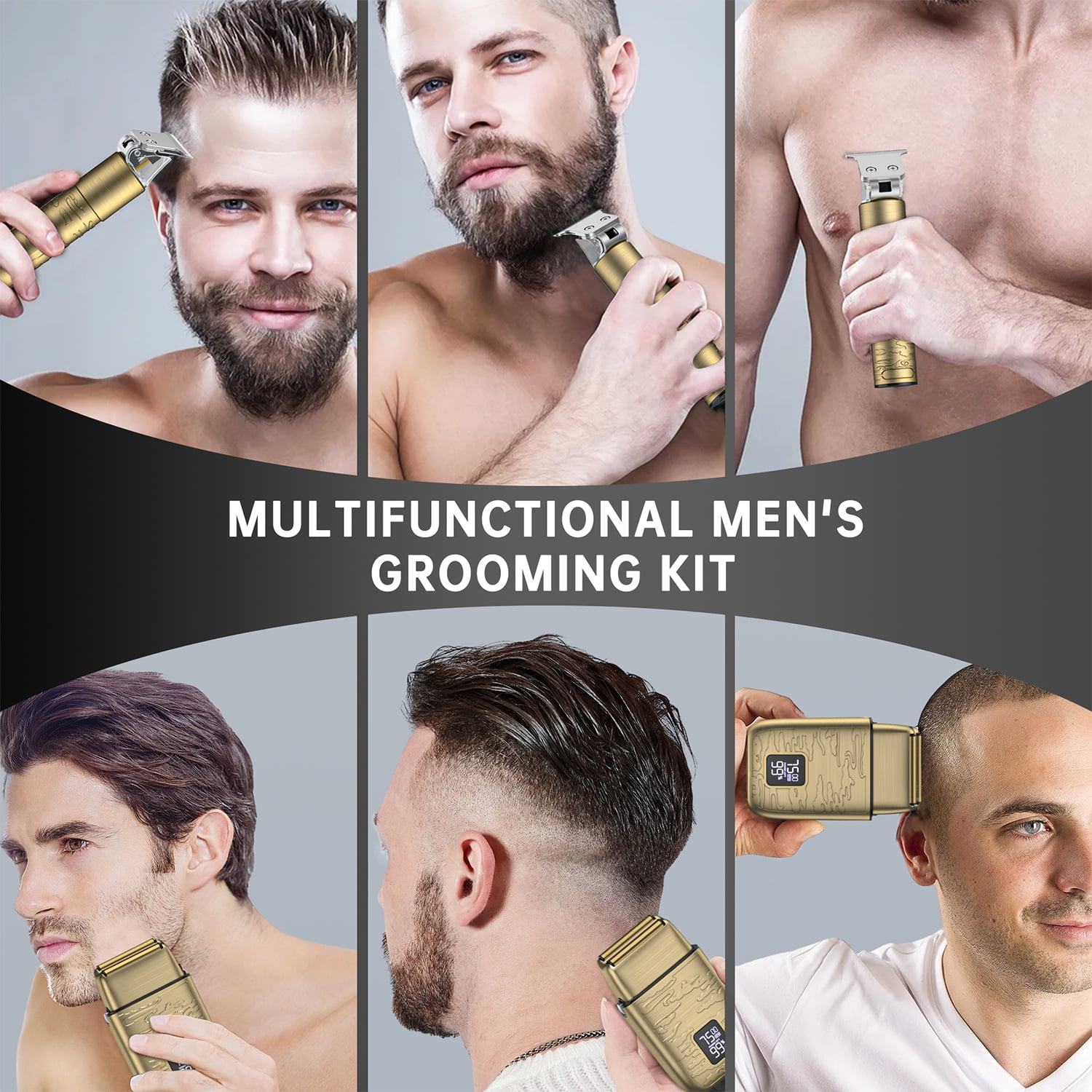 Hair Clipper for Men, Hair Beard Trimmer Shaving Kit, Barber Liners Clippers, Electric Razor Shaver Grooming Kit with LCD Display 4 Guards for Father Husband Friends Birthday Christmas Gifts