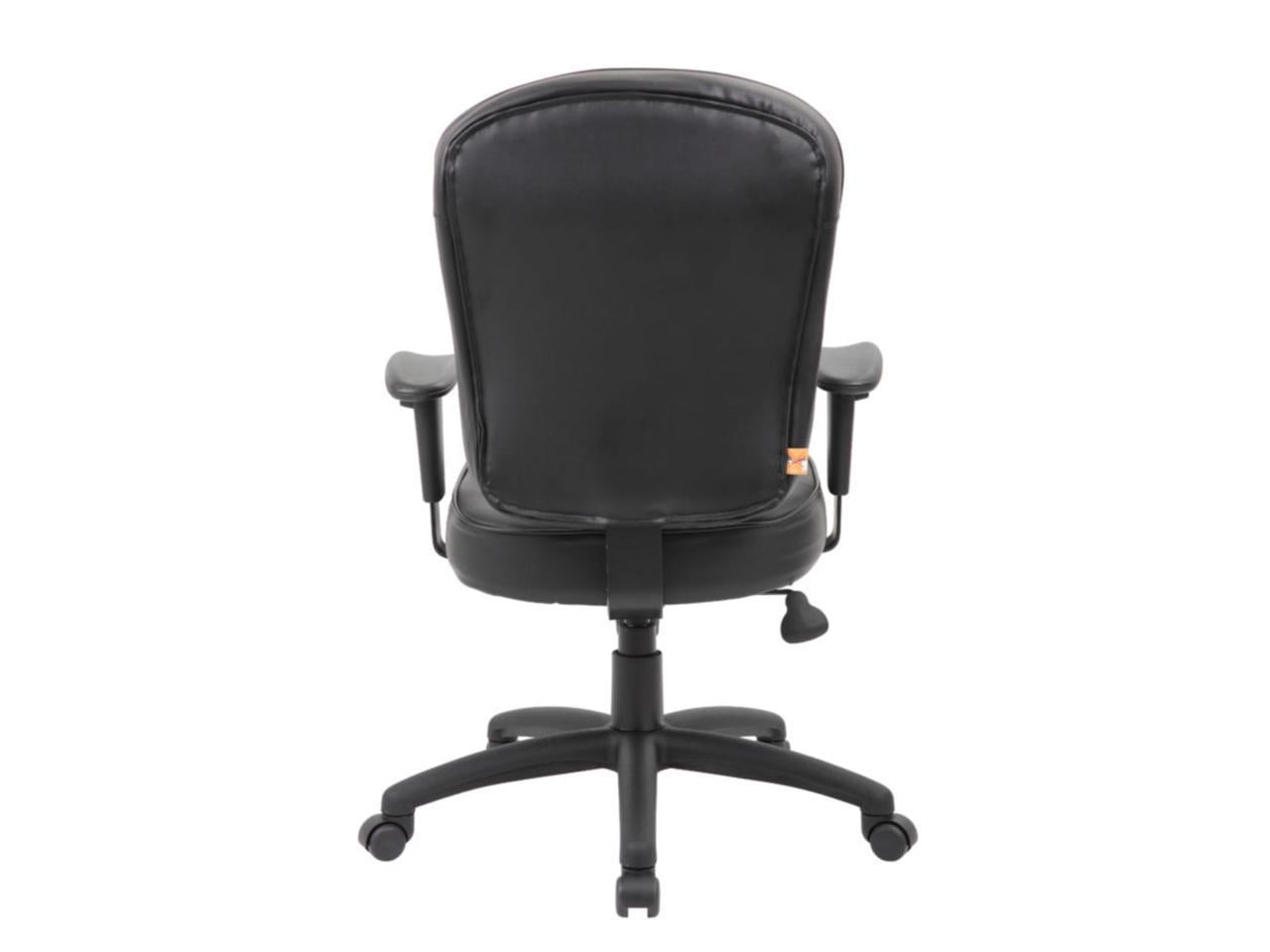 Boss Office Products Black Leather Task Chair with Adjustable Arms