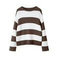 thumbnail image 5 of vigerkar Women's Fashion 2026 Long Sleeve Oversized Striped Color Block Comfy Loose Crew Neck Knitted Pullover Sweater (Coffee, XL), 5 of 5