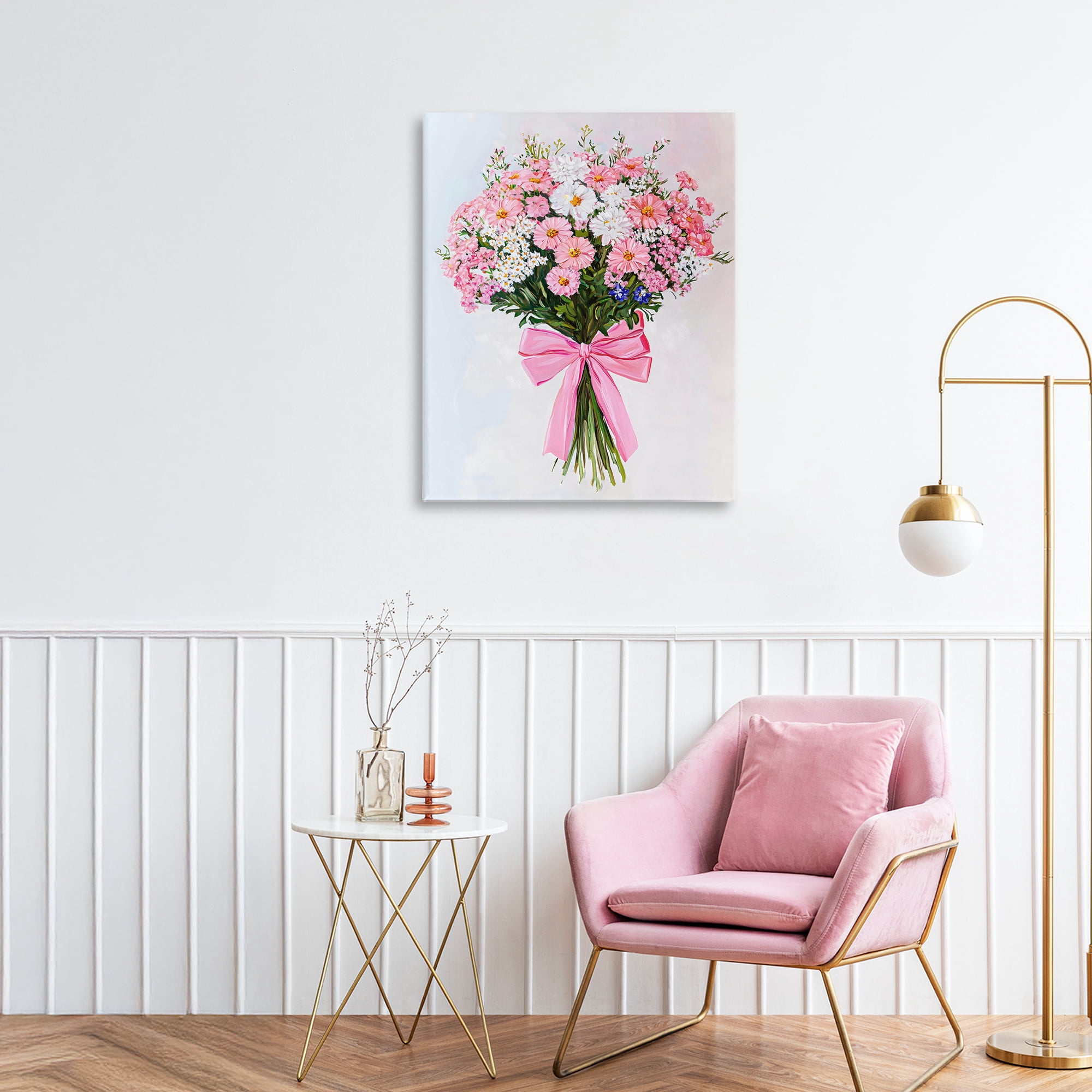 Stupell Industries Pink & White Tied Flower Bouquet Canvas Wall Art, design by The Prints Vibe