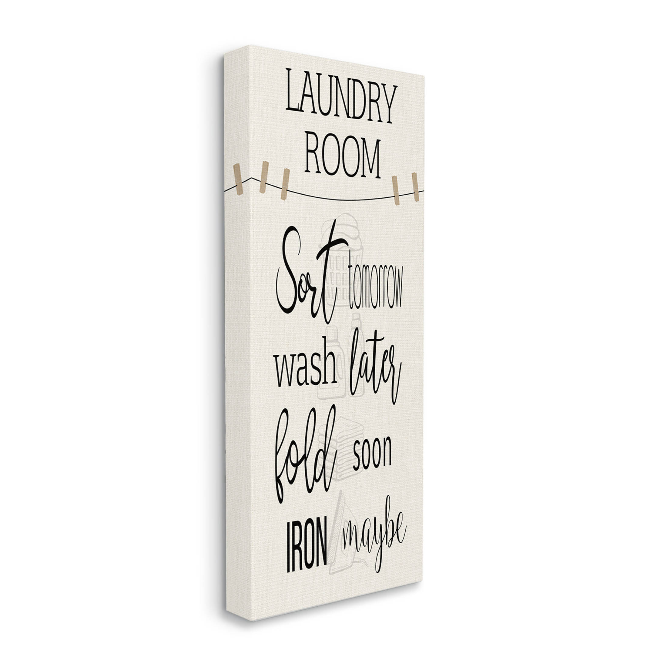 Laundry Room List Clothesline Typography Graphic Art Gallery Wrapped Canvas Print Wall Art