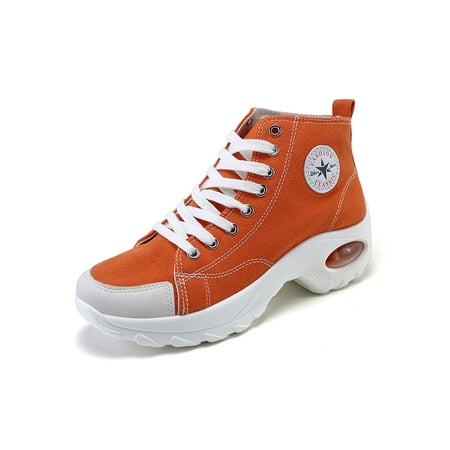 

LUXUR Ladies Canvas Womens Grip Trainers Platform Lace Up Casual Sole Sneakers Shoes