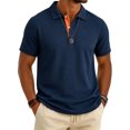 thumbnail image 2 of Mens Polo Shirts Casual Comfort Short Sleeve Moisture Wicking Breathable UPF 50+ Athletic Collared Golf Shirts Navy 2XL, 2 of 9