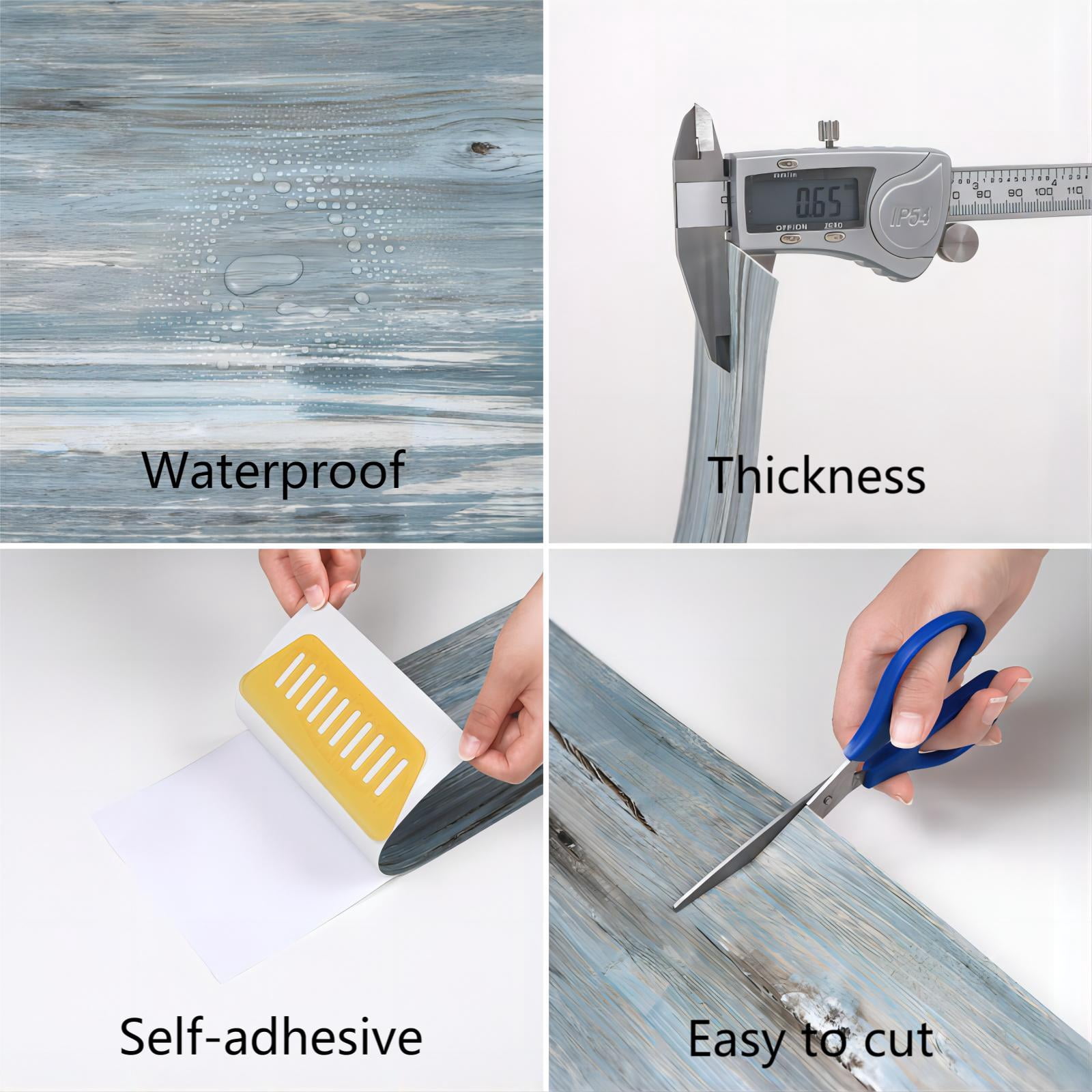 UMIGGEE Vinyl Flooring 6"x36" 10 PCS/Pack Peel and Stick Floor Tiles Natural Blue Wood Grain Look Sticky Floor Tiles Peel and Stick Flooring Self Adhesive Vinyl Flooring (15 Sq. ft/Pack)
