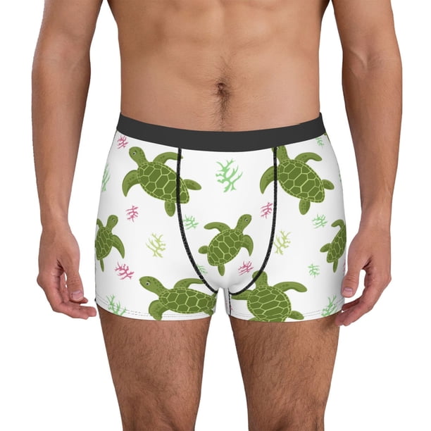 Balery Cute Turtle Calzoncillos bóxer para hombre, ropa interior de algodón suave y transpirable con cinturilla de nailon-Large