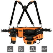 Sotech Tool Belt with Padded Suspenders, Carpenter's Suspension Framers Rig, Durable Electrician's Combo Apron Tool Pouch Bag with Hammer Holder