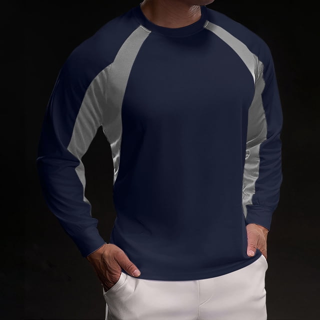 pstuiky hombres de manga larga, Camiseta de ejercicio Splice Colorr para hombre, ajustada, de alta resiliencia, con cuello redondo y manga larga camisetas de hombre s