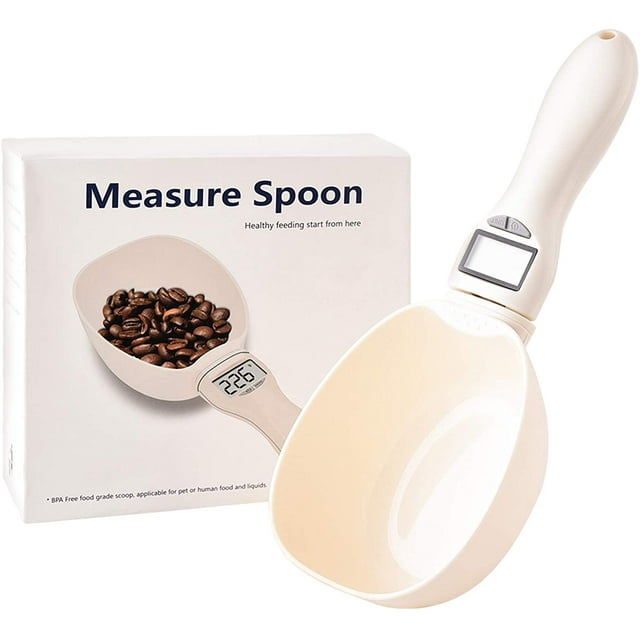 Cuchara medidora digital grande, cuchara medidora electrónica con pantalla LCD, hasta 800 g, báscula de cocina de precisión con cuchara para alimentos, para medir comida para perros y gatos.