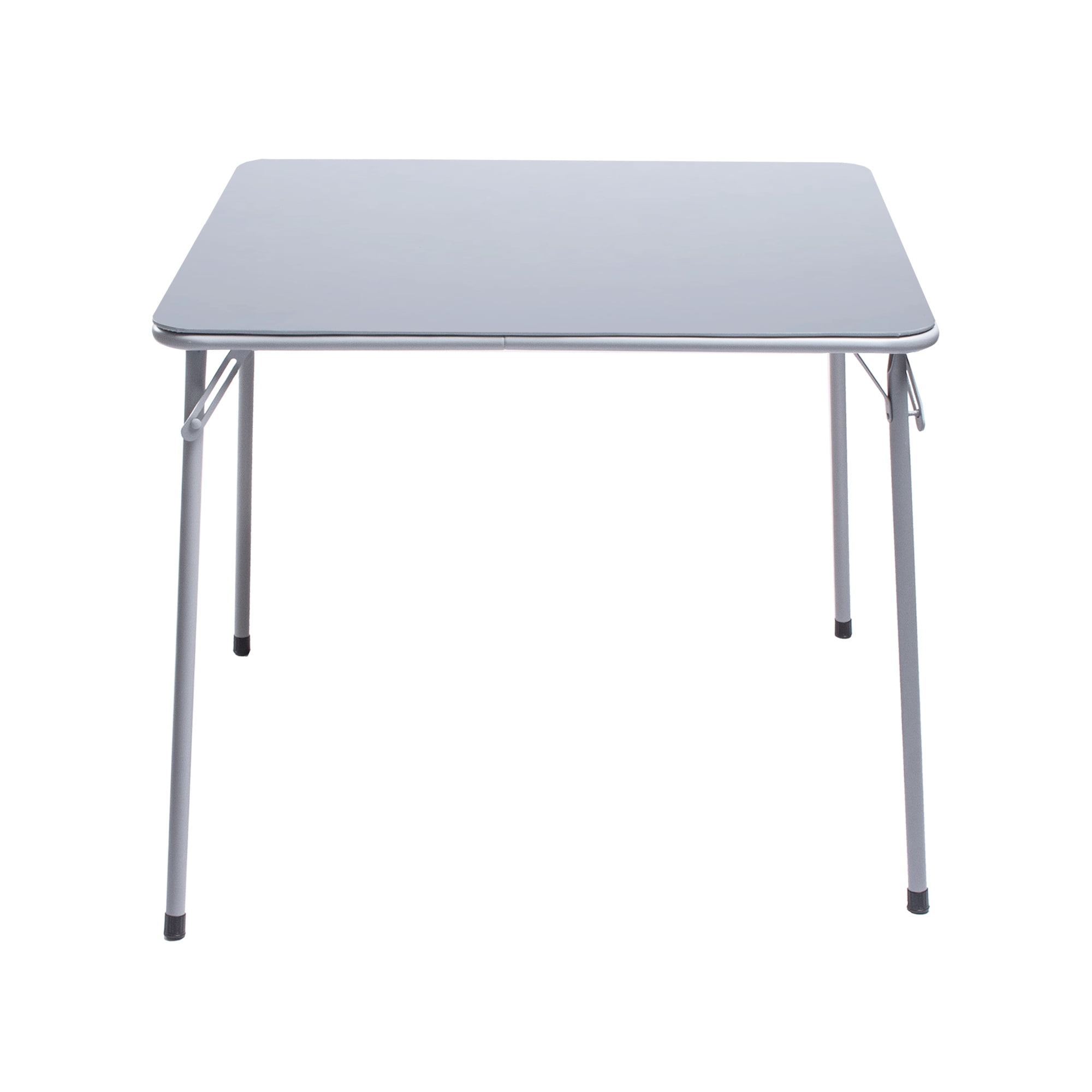 Square Folding Card Table, No Assembly Portable Dining Game Table for 4, PVC Top Metal Frame Space-Saving Table for Indoor Outdoor Use