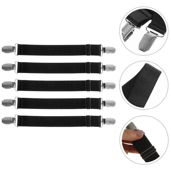 Worgeous 5Pcs Black Polyester Fiber Boot Straps for Motorcycle Riding Gear with Elastic Grip