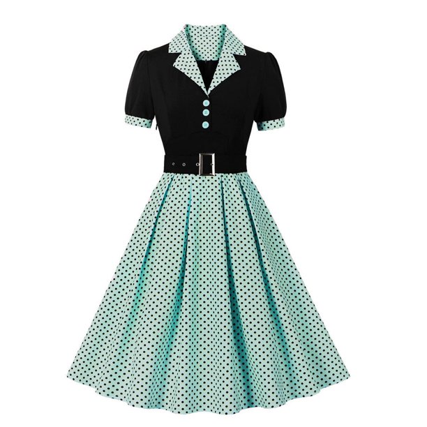 WILLBEST Vestidos Casuales para Mujer, Nuevos Vestidos Negros con Bordado y Costuras, Estilo Retro de Otoño, de Manga Corta, Sexys para Club Chica