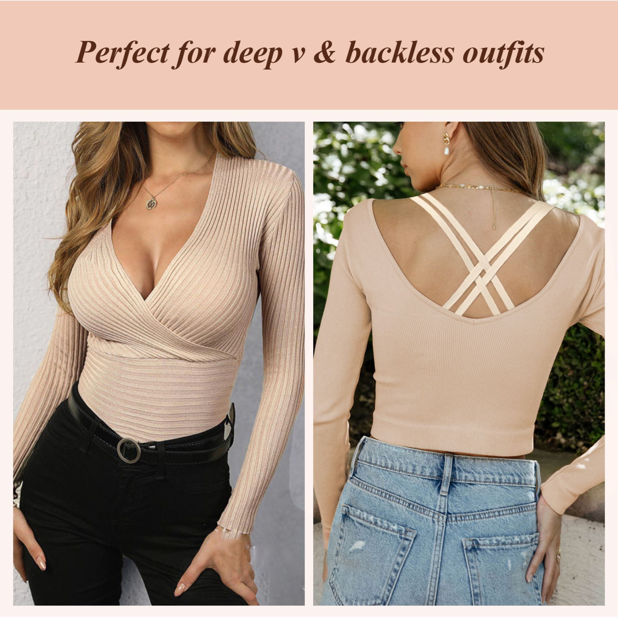 YANDW Women's Push Up Bra Racerback Front Closure Criss-Cross Padded T-Shirt Bras Underwire Add Cup, Beige 44A