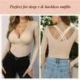 thumbnail image 5 of YANDW Women's Push Up Bra Racerback Front Closure Criss-Cross Padded T-Shirt Bras Underwire Add Cup, Beige 32B, 5 of 6