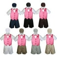 thumbnail image 1 of Boy Toddler Formal Coral Red Vest Bow Tie White Khaki Navy Gray Hat 5pc Set S-4T, 1 of 2