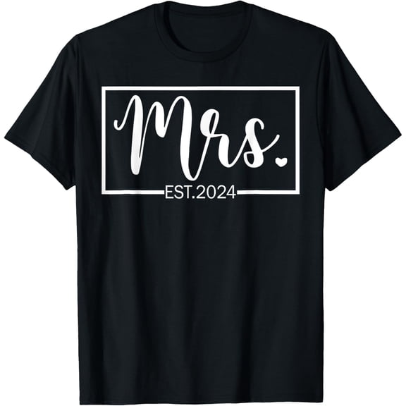 t-shirt Mrs. Est. 2024 Just Married Wedding Wife Mr & Mrs Gifts T-Shirt mens,black,women,funny,journey,Crew Neck, Short Sleeve,custom clothing patterns.gift