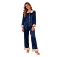 thumbnail image 4 of Kelon Matching Pajamas, Silk Satin Christmas Pajamas for Family, Matching Pajamas for Couples, Holiday Family Pajamas Matching Sets with Trim & Ruffle Hem, Christmas Pjs for Family, 4 of 9