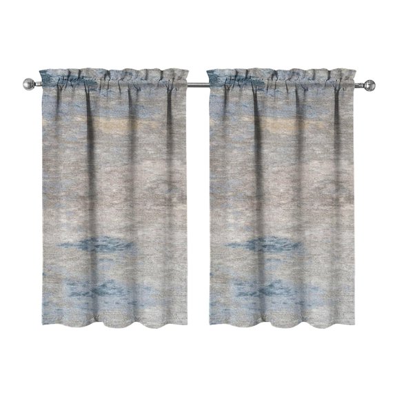 Gray Abstract Oil Painting Kitchen Curtains - Vintage Tier Cafe Curtains for Bathroom Living RV Rod Pocket Window Drapes 36 Inch 2 Panels Set 28"x36" Window Treatment Tiers