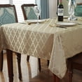 thumbnail image 3 of Jacquard Tablecloth Flower Pattern Polyester Table Cloth Spill Proof Dust-Proof Wrinkle Resistant Table Cover for Kitchen Dining Tabletop Decoration (Rectangle/Oblong, 52" x 70" (4-6 Seats), Gold), 3 of 7